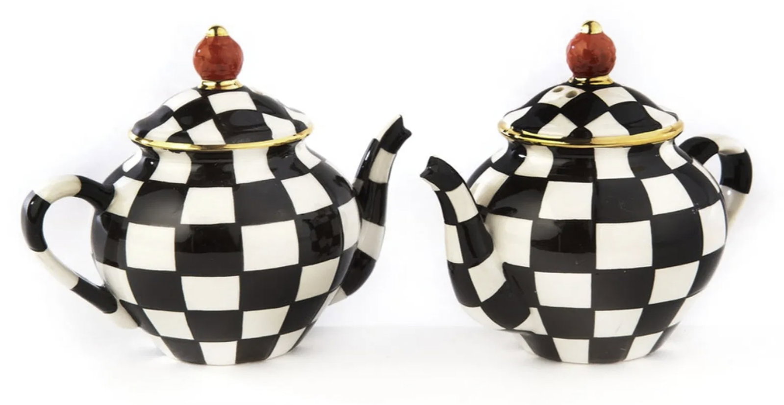 Mackenzie Childs Courtly Teapot Salt & Pepper Set: Mackenzie Childs Courtly Teapot Salt & Pepper Set Ceramic. Presented in a beautiful gift box, it makes an ideal gift for the salt and pepper shaker collector, who might also happen to be your favorite