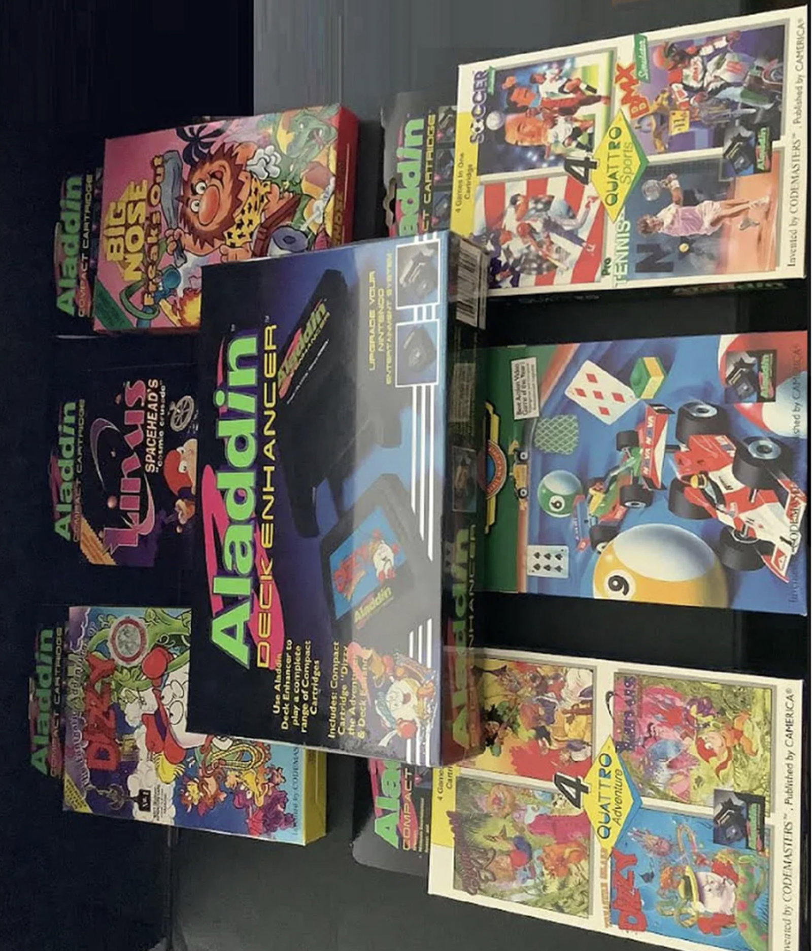 NINTENDO ALADDIN DECK ENHANCER NES WITH BUNDLE OF 7 GAMES WIITH ORIG BOX NEW SEALED (1 of 5)