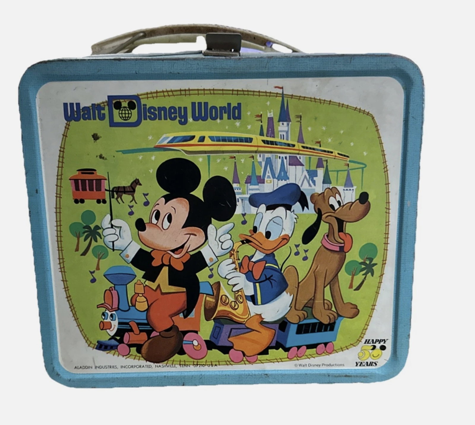 Walt Disney Mickey Tin Metal Lunchbox 1970: Walt Disney Mickey Tin Metal Lunchbox 1970. Some dents and scuffs. Scratches and rust. Nice collectible