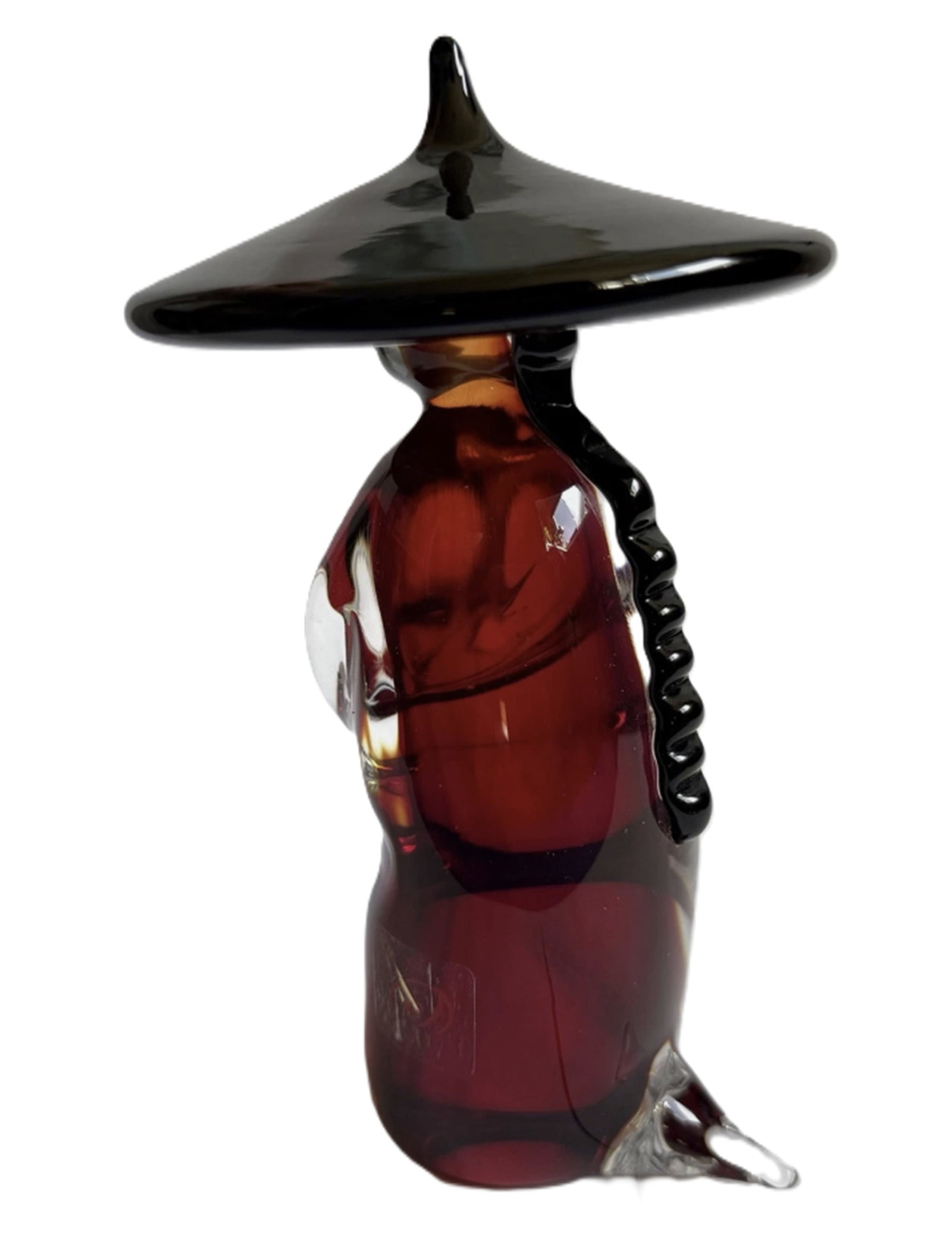 Murano Glass Oriental Figurine Statuette Made in Italy With Sticker: Murano Glass Oriental Figurine Statuette Made in Italy With Sticker. Measures approx 6 inches tall no chip or crack present