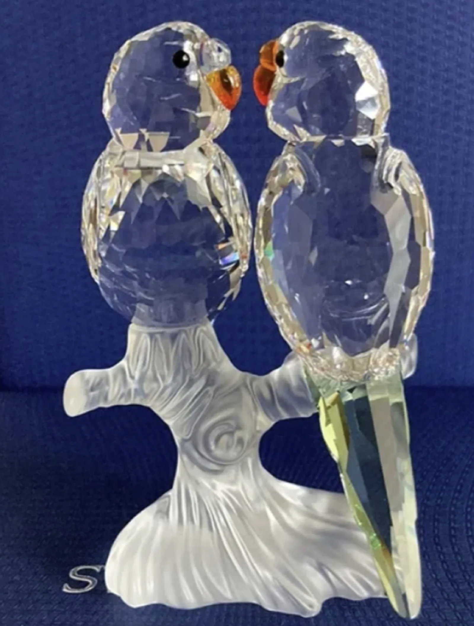 Swarovski Signed Budgies Birds Crystal Figurine With Box. Made in Austria (1 of 6)