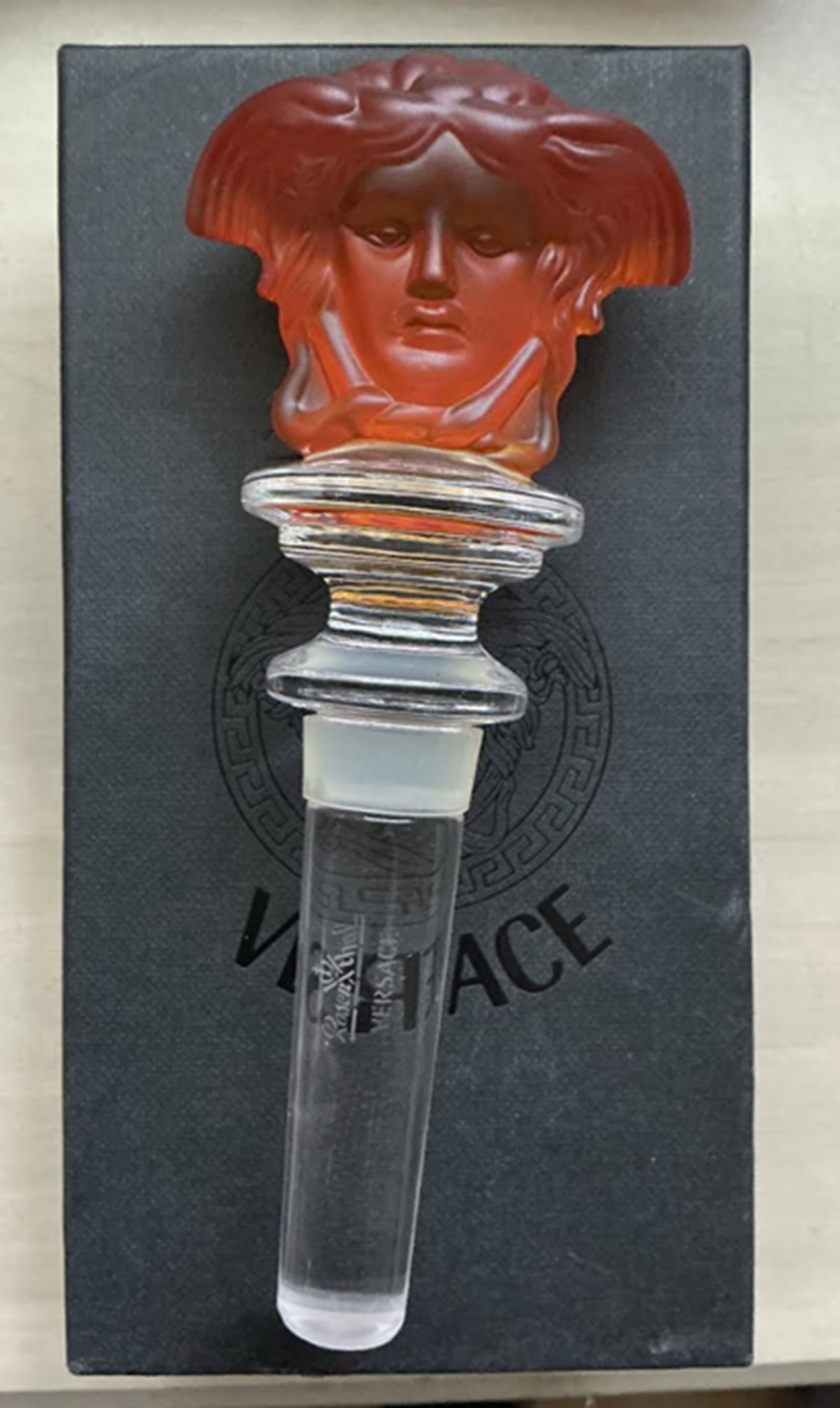 VERSACE Rosenthal "Medusa" Crystal Wine Bottle Stopper With Box (1 of 4)