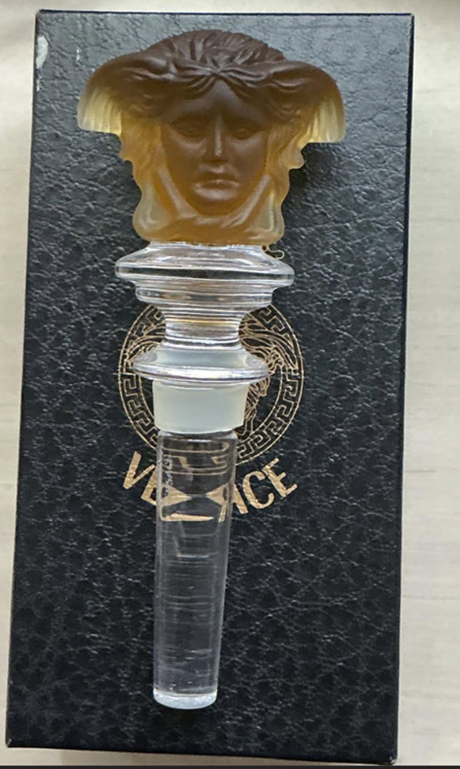 VERSACE Rosenthal "Medusa" Crystal Wine Bottle Stopper With Box (1 of 4)