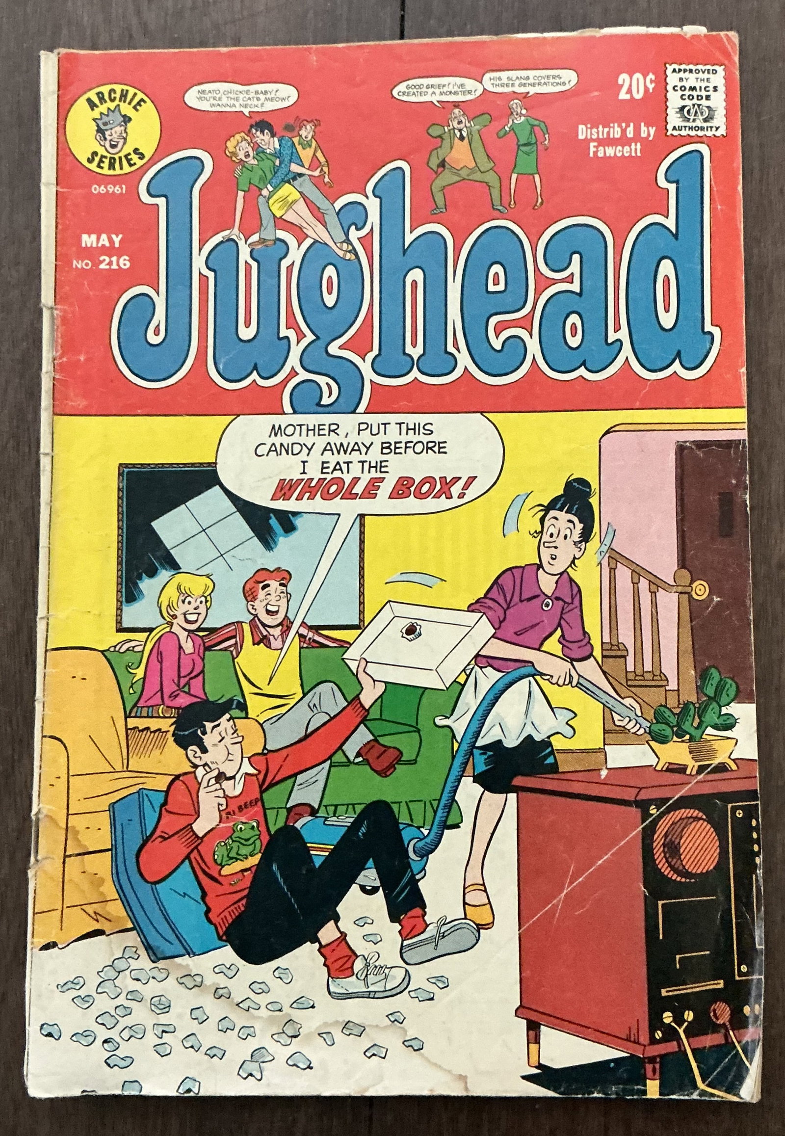 Archie Series 1973 Jughead No. 216 Jughead No. 216: Jughead No. 216 is a vintage Archie Series comic book published by Archie Comics and distributed by Fawcett, featuring Jughead Jones and characters from the Archie universe. This May issue, priced at 
