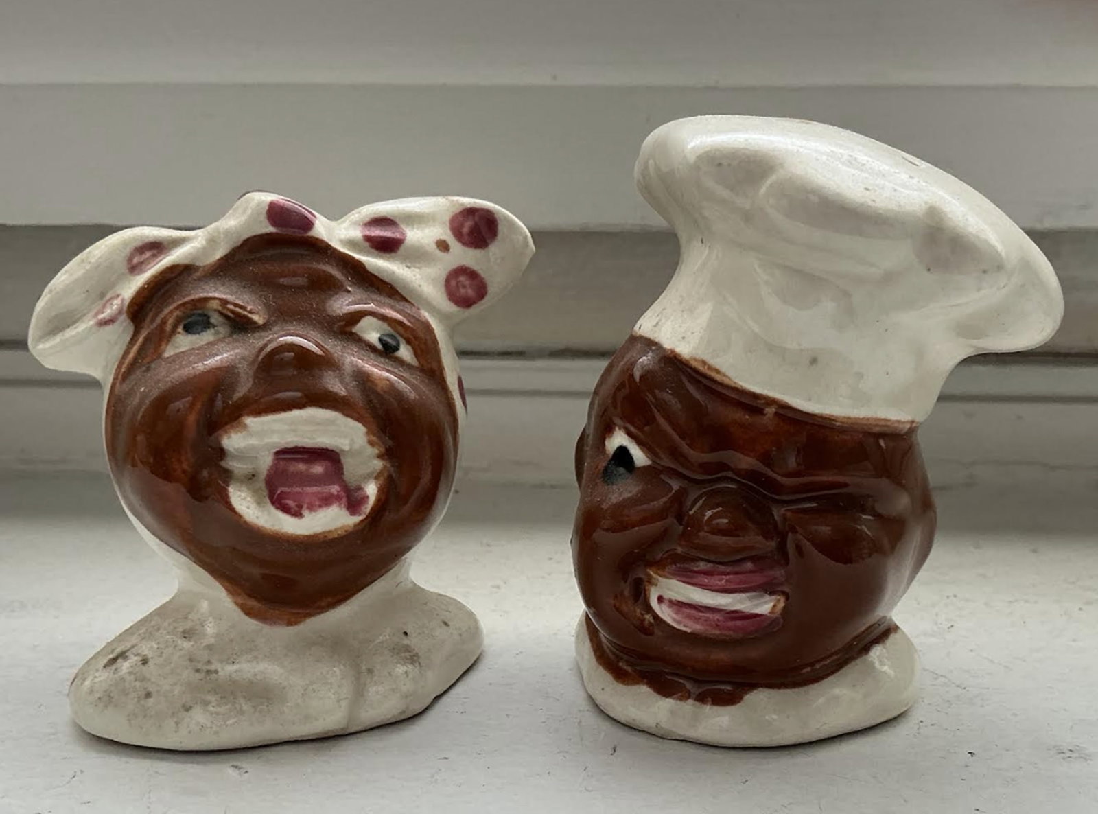 Black Americana Porcelain Chef Salt and Pepper Shakers 1950: Black Americana Porcelain Chef Salt and Pepper Shakers 1950