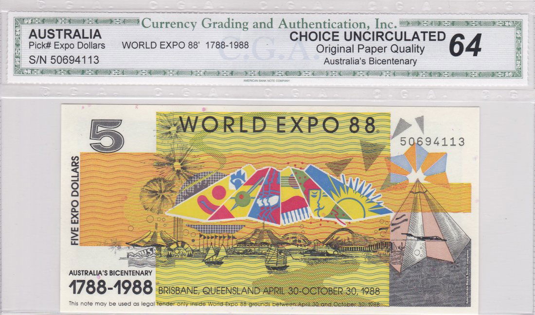 1988 Australia World Expo 5 dollars CGA64 (1 of 2)