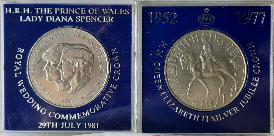 1977 Queen's Jubilee Crown, 1981 Royal Wedding Diana (1 of 2)