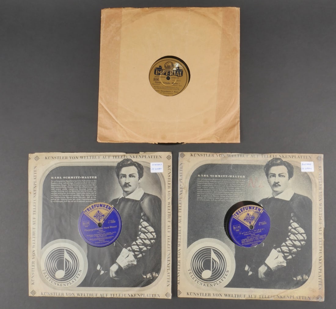 Disques allemand. German disc.: Ensemble de disques allemand. comprenant un disque marque Wenn die Sonne scheint Annemarie et Gerda Ursula Marie Musikkorps des Luftnachrichent Reg des Oberfehlshabers des Luftwaffe dans sa pochette e