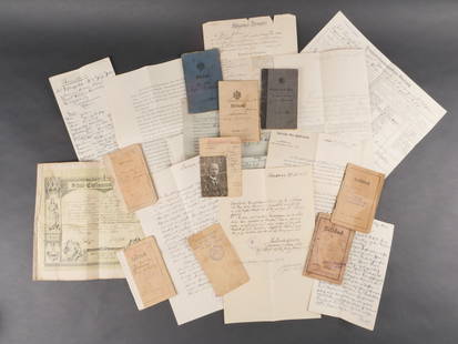 Fort lot de livrets et documents de mitrailleur MGK et artilleurs. Large lot of machine gunner and: Fort lot de livrets et documents de mitrailleur MGK et artilleurs. Grouping de documents militaires et prives dun mitrailleur de la MGK du JR442. Militarpass et Soldbuch du Fuss Artillerie Regiment Nr