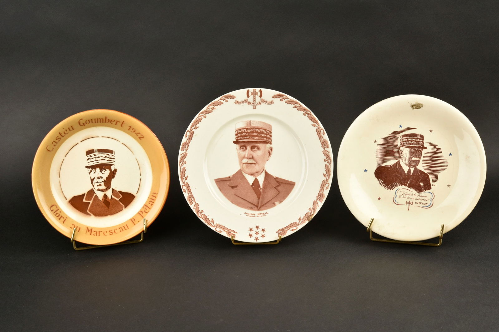 lot de 3 assiettes a l’effigie du marechal. Set of 3 plates bearing the Marshal’s effigy (1 of 8)