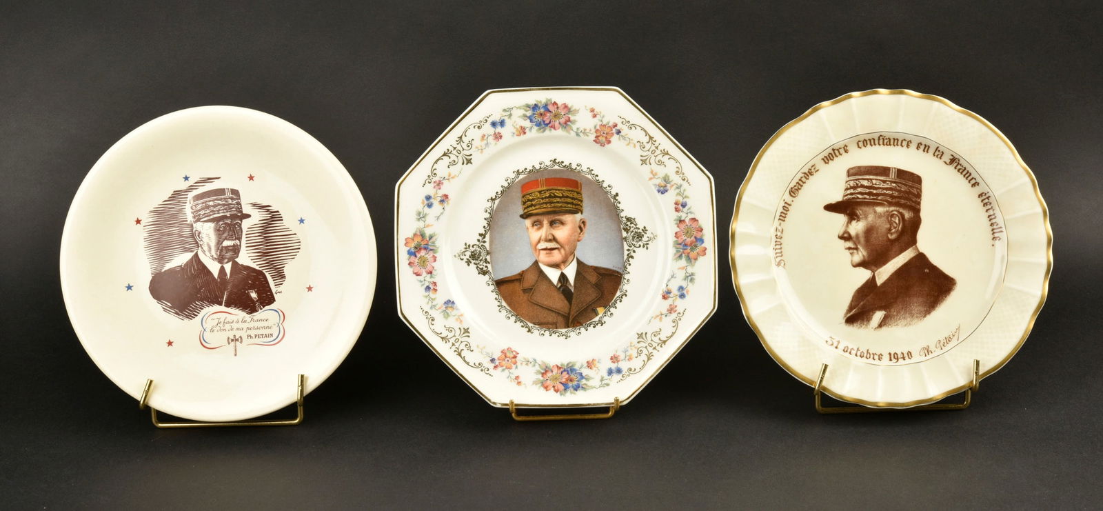 lot de 3 assiettes a l’effigie du marechal. Set of 3 plates bearing the Marshal’s effigy (1 of 8)