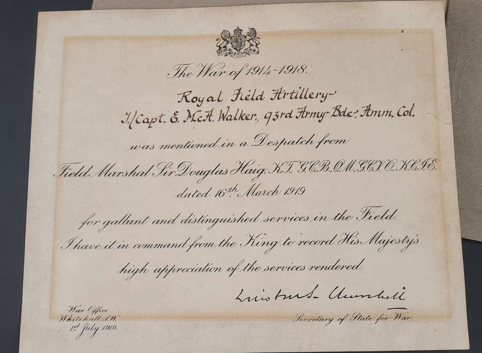 Documents anglais WWI. WWI British document. - 6