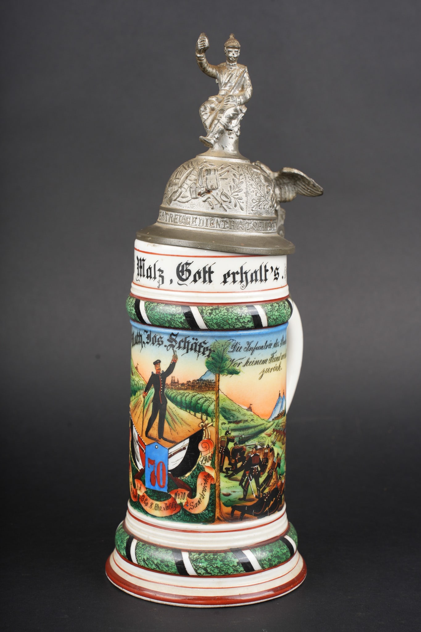Chope de reserviste du JR70 de Saarbrucken. Reservist stein of Infantry Regiment JR 70, Saarbrucken (1 of 6)