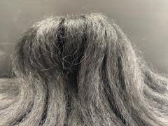 Haarbusch pour casque a pointe en maillechort. Nickel-silver hair plume (Haarbusch) for pickelhaube: Haarbusch pour casque a pointe en maillechort. Trichter en maillechort, plumet en crin noir. Haarbusch with nickel silver socket and black horsehair plume.