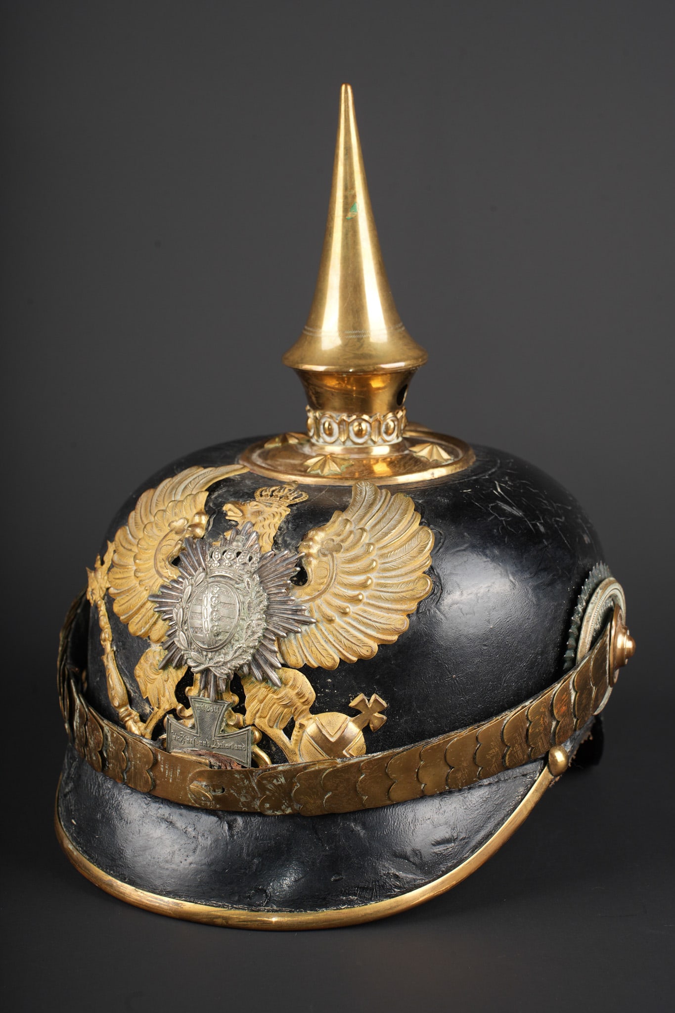 Casque du Ier ou IIeme bataillons du 94eme regiment de reserve d’infanterie du grand-duche de: Casque du Ier ou IIeme bataillons du 94eme regiment de reserve d’infanterie du grand-duche de Saxe-Weimar-Eisenach ou du IIIeme bataillon du regiment de Landwehr Nr 32 ou Nr 83 - modele 1871-99 d’