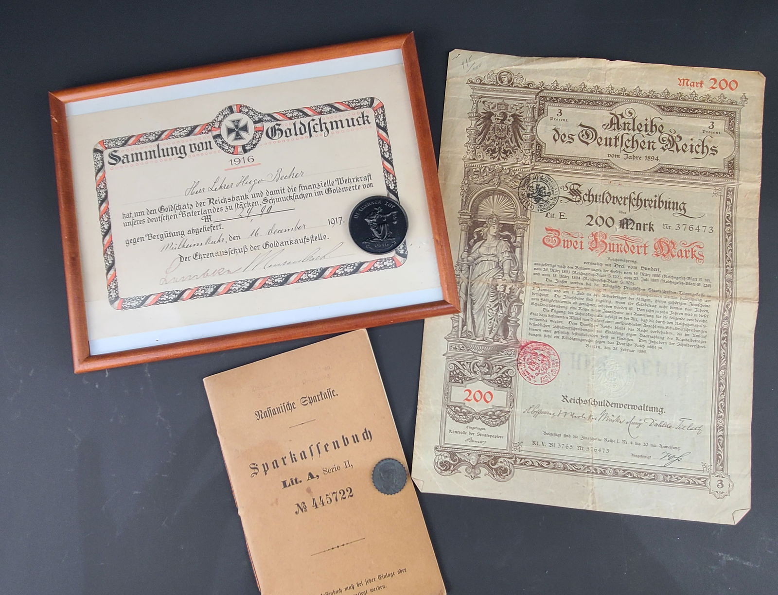 Lot de documents monetaires allemands imperiaux. Lot of Imperial German monetary documents. (1 of 11)
