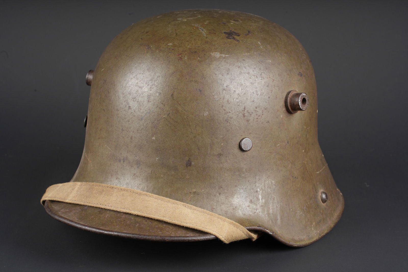 Casque allemand Stahlhelm M1916 du RJR103 saxon capture dans la Somme et jugulaire toile. German (1 of 12)