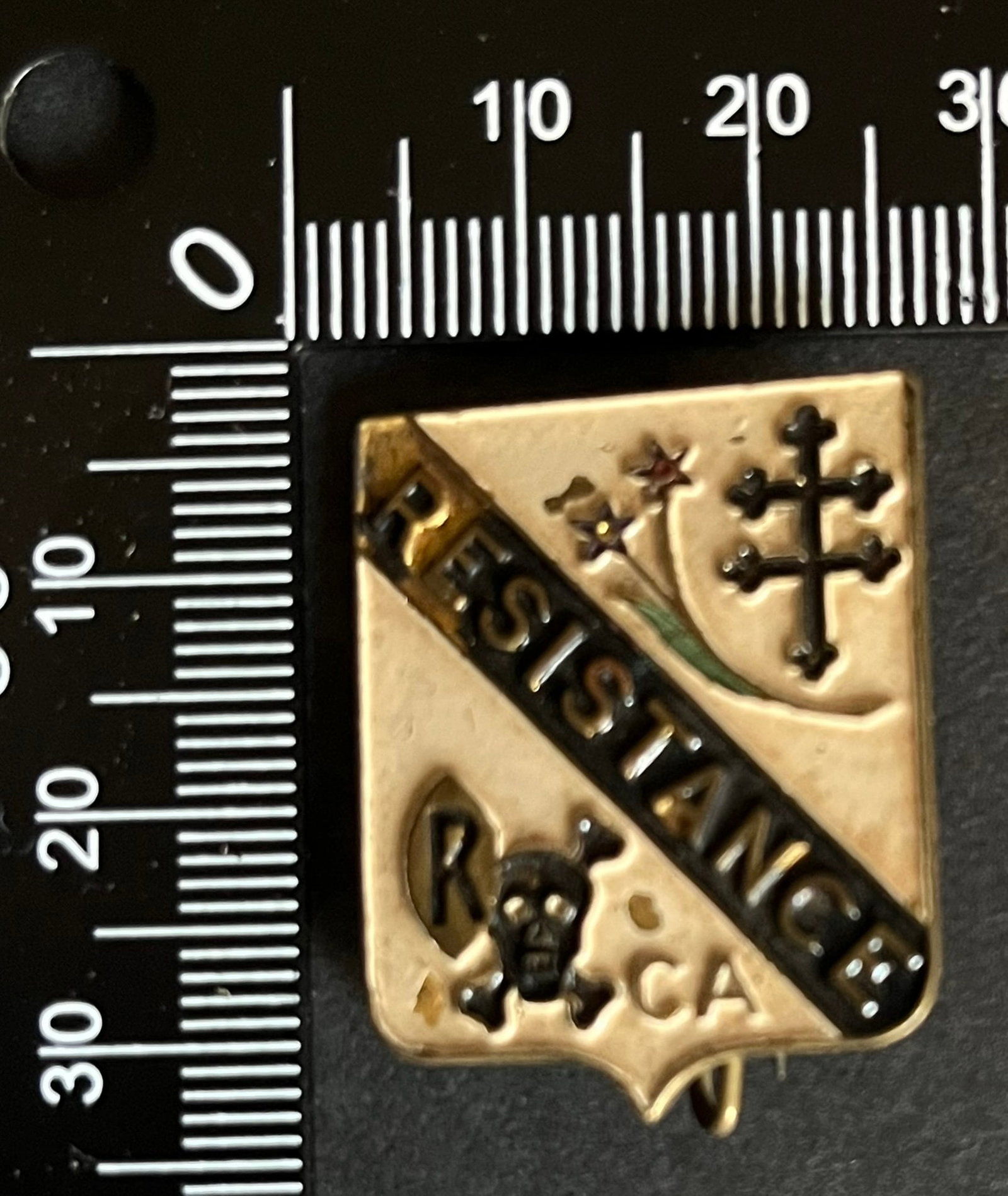 FRANCE Dpt44 INSIGNES FFI. France FFI insignia Department 44: Insigne Compagnie Myosotis 5 BM FFI Loire Inferieure RESISTANCE (tirage 200) Sans metal peint Ref Dictionnaire d identication des Insignes de la Resistance Francaise (ed 2026 - Roland Gerdil). Compagn