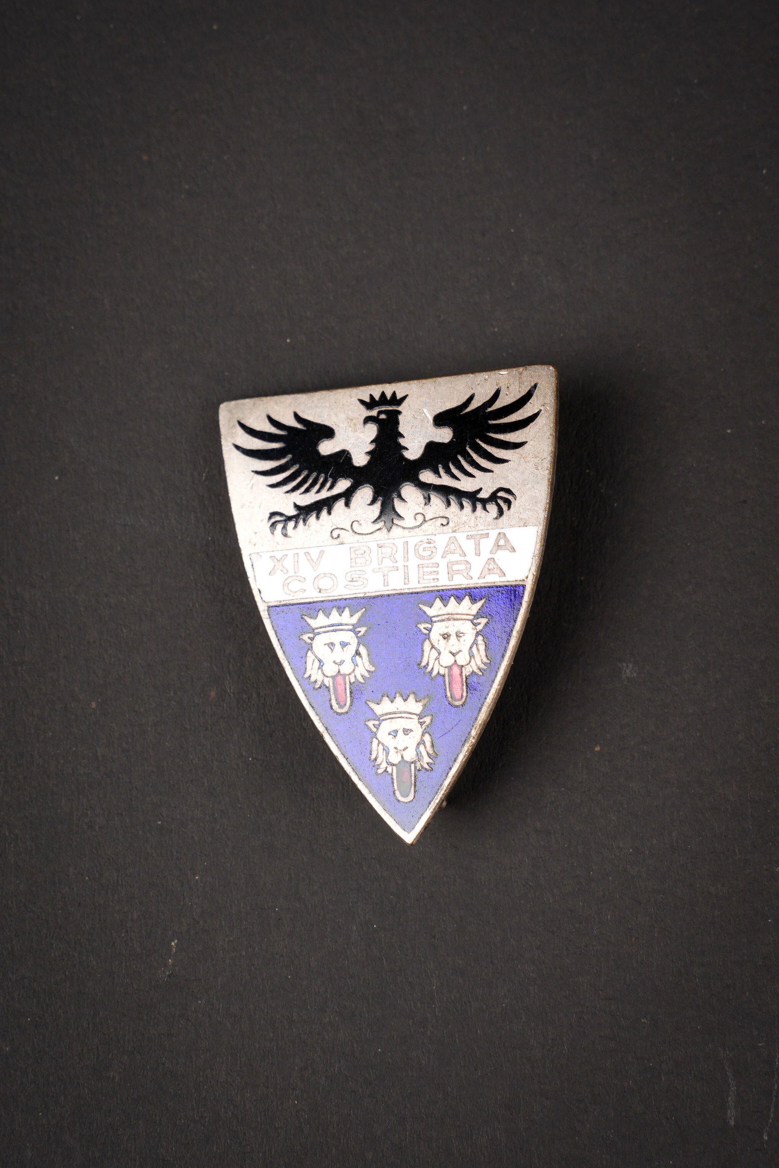 XIV BRIGATA COSTIERA DALMAZIA. XIV Brigata Costiera Dalmazia.: XIV BRIGATA COSTIERA DALMAZIA. Insigne en metal, complet avec son attache. Fabrication Corioli. La XIVe Brigade Cotiere Dalmazia etait une unite de l Armee Royale Italienne (Regio Esercito) active dur