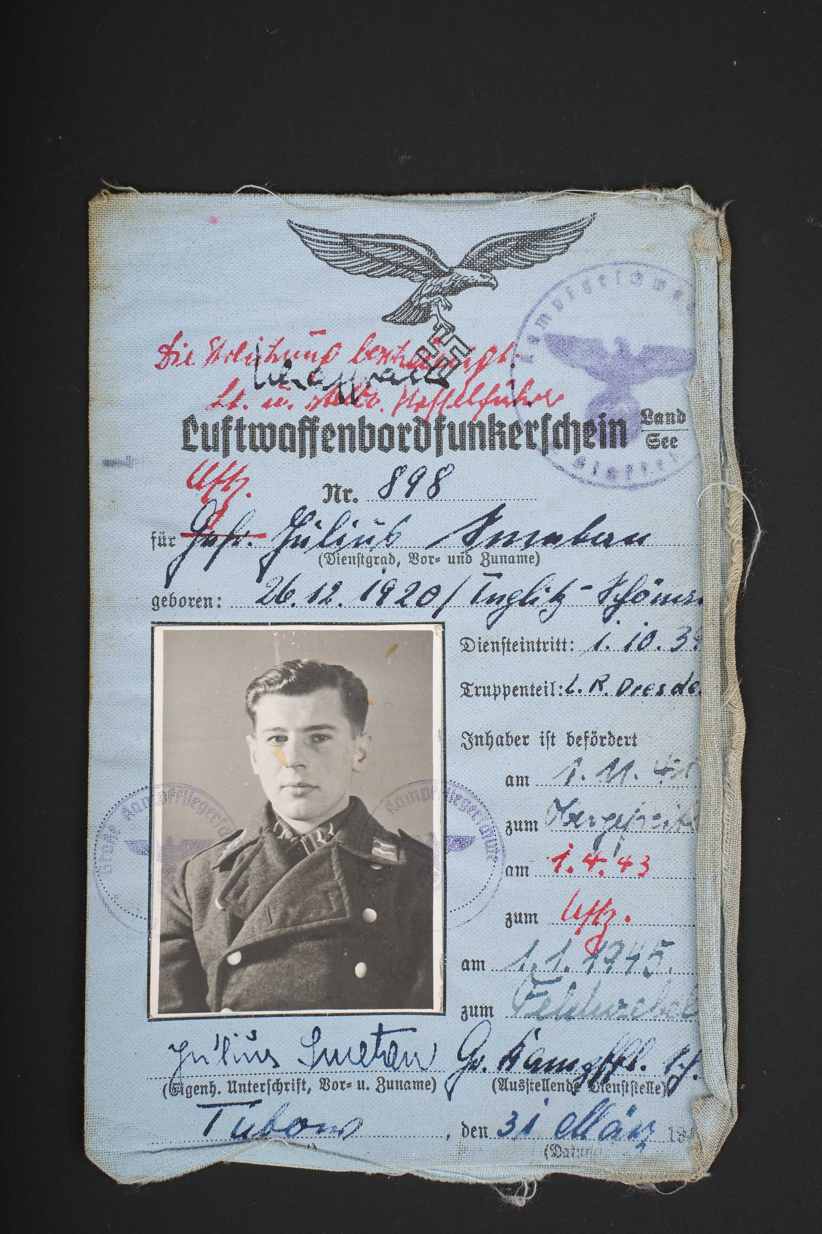 Wehrpass Luftwaffe. Luftwaffe Wehrpass - 2