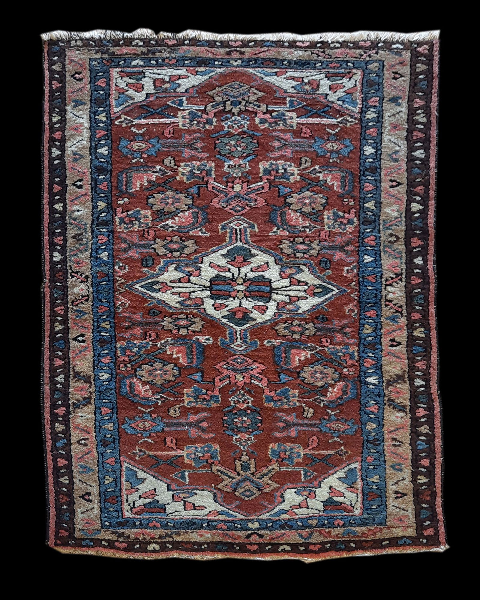 Antique 3'9" x 2'6" Persian Hamadan Scatter Rug (1 of 3)