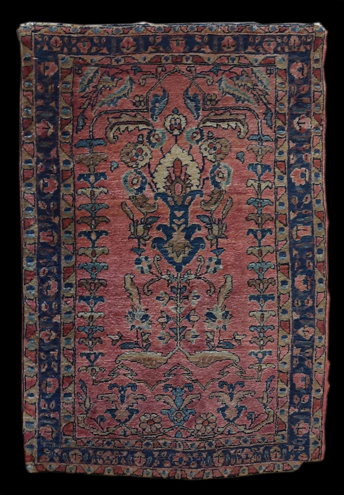 Antique 2'10" x 1'11" Persian Sarouk Scatter Rug (1 of 3)
