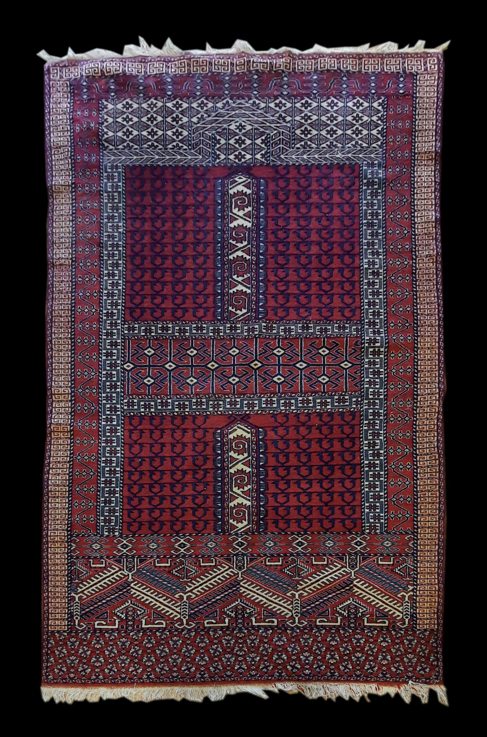 Semi-Antique 6' 9" x 4' 2" Afghan Turkoman Throw Rug (1 of 3)