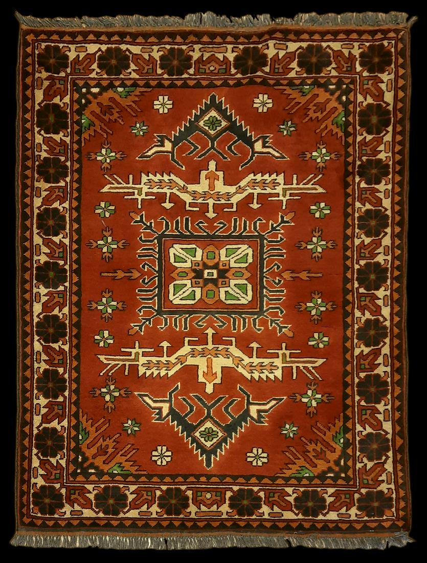 New 4' 10" x 3' 7" Pakistan Kargai Throw Rug (1 of 2)