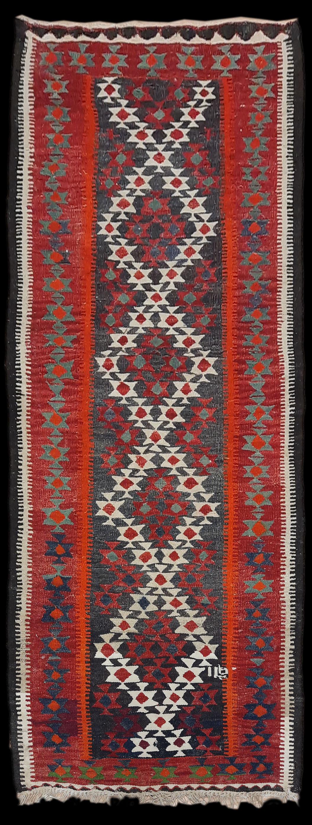 Semi-Antique 9' 3" x 3' 6" Tribal Kilim Hall Rug (1 of 3)