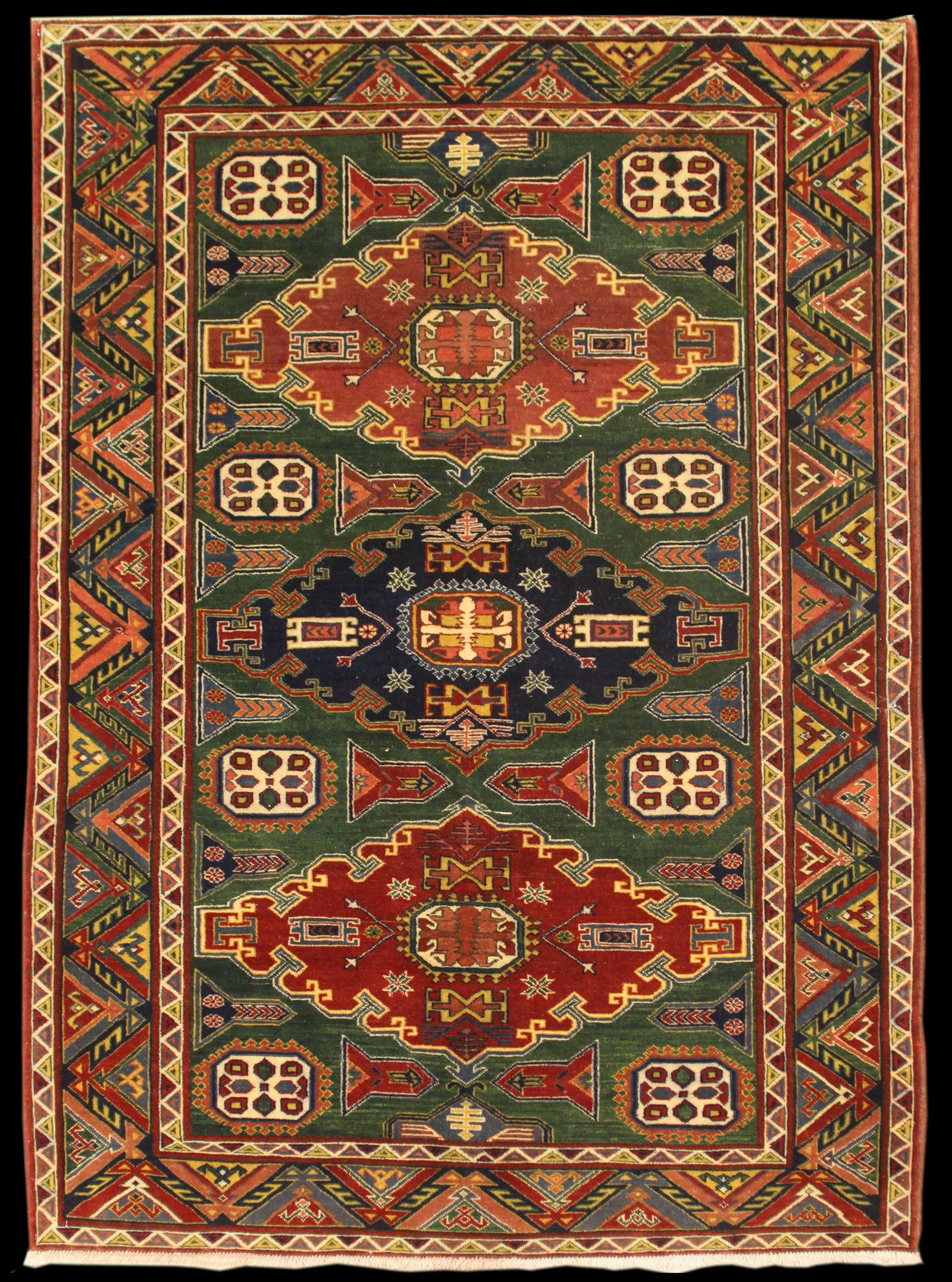Semi-Antique 6' 10" x 5' 3" Tajikistani Kazak Throw Rug (1 of 2)