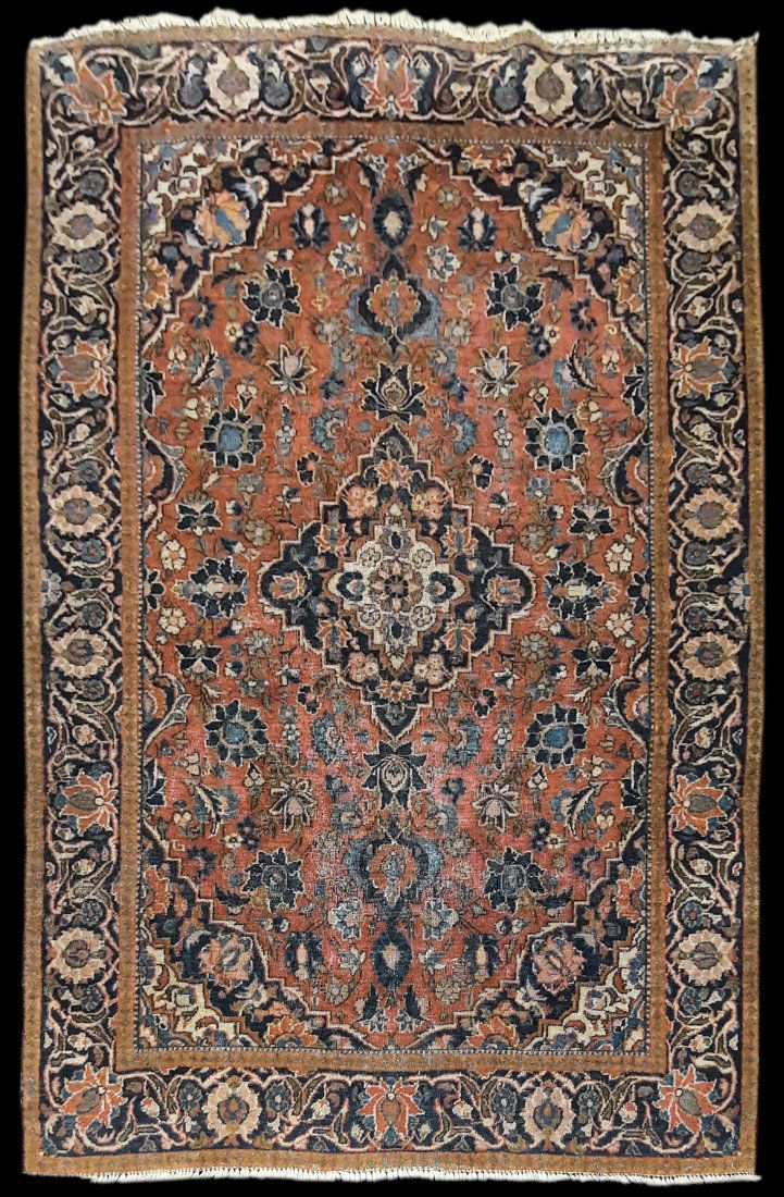 Antique 6' 11" x 4' 7" Persian Kashan: Antique 6' 11" x 4' 7" Persian Kashan Fine Estate Rugs was a full service, retail handmade rug & carpet dealer in Indianapolis, IN from 2005-2020. When the pandemic hit, we made the difficult decision