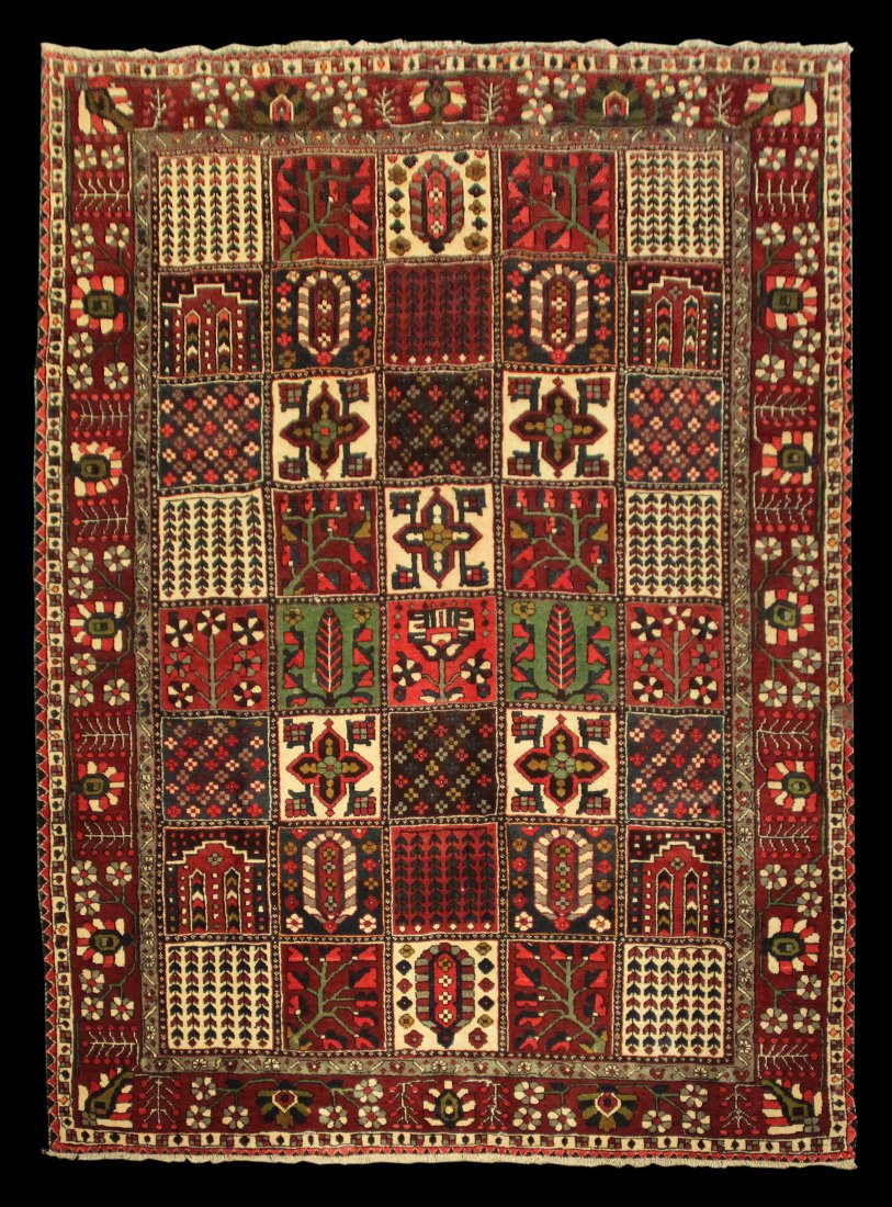 Antique 9' 2" x 6' 7" Persian Bakhtiar (Heriz): Antique 9' 2" x 6' 7" Persian Bakhtiar (Heriz) Fine Estate Rugs was a full service, retail handmade rug & carpet dealer in Indianapolis, IN from 2005-2020. When the pandemic hit, we made the difficult