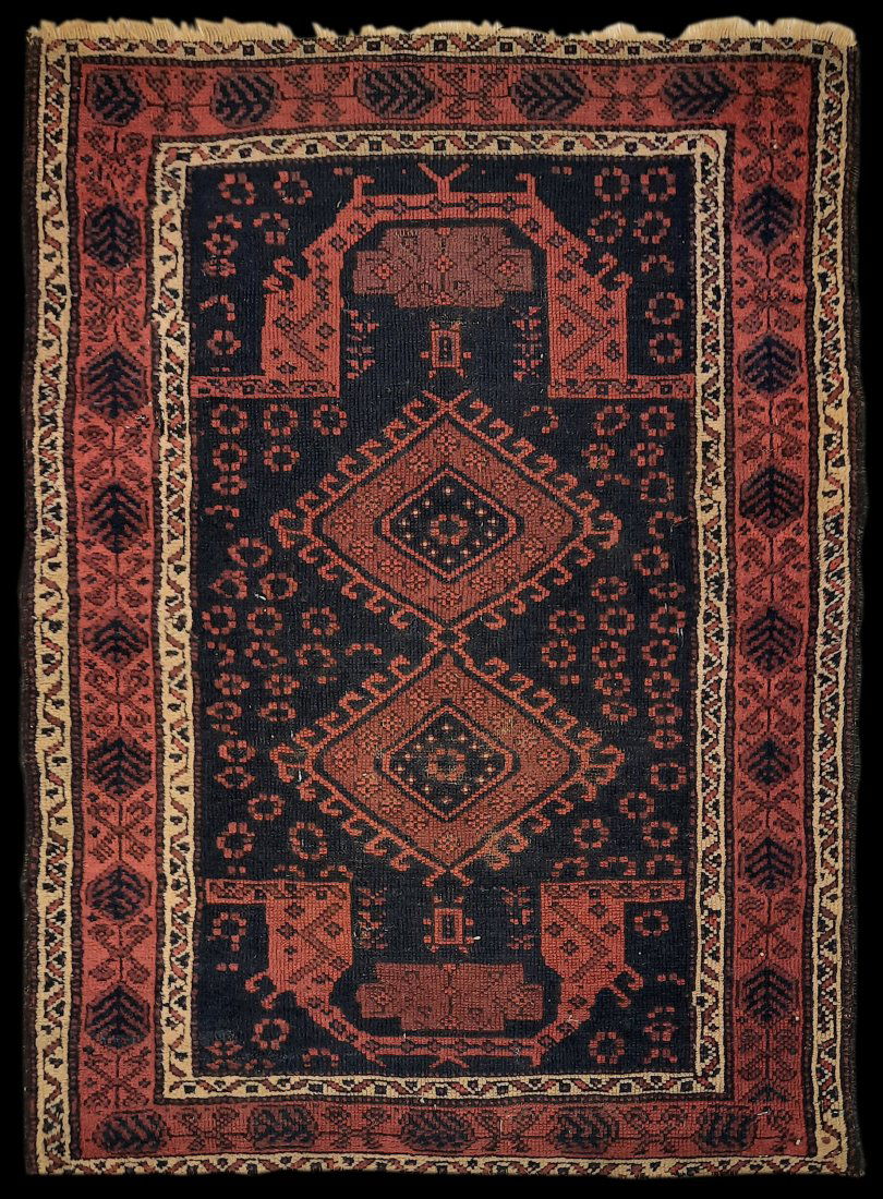 Antique 3' 10" x 2' 10" Persian Baluchi: Antique 3' 10" x 2' 10" Persian Baluchi Fine Estate Rugs was a full service, retail handmade rug & carpet dealer in Indianapolis, IN from 2005-2020. When the pandemic hit, we made the difficult decisi