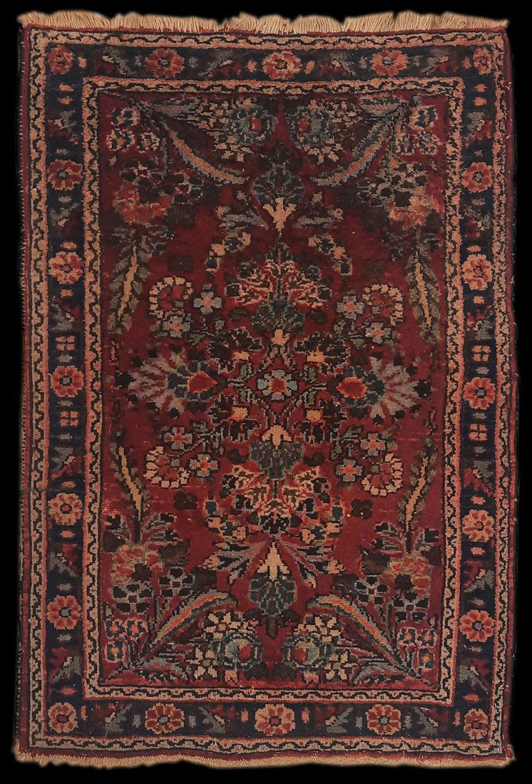 Semi-Antique 2' 11" x 1' 11" Persian Hamadan: Semi-Antique 2' 11" x 1' 11" Persian Hamadan. Contains scattered pest damage. Fine Estate Rugs was a full service, retail handmade rug & carpet dealer in Indianapolis, IN from 2005-2020. When the pand