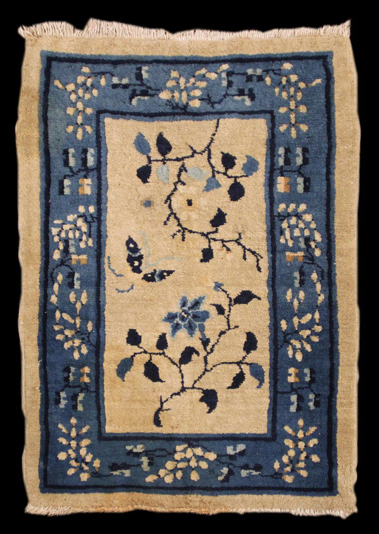 Antique 3' 0" x 2' 1" Chinese Deco: Antique 3' 0" x 2' 1" Chinese Deco Fine Estate Rugs was a full service, retail handmade rug & carpet dealer in Indianapolis, IN from 2005-2020. When the pandemic hit, we made the difficult decision to