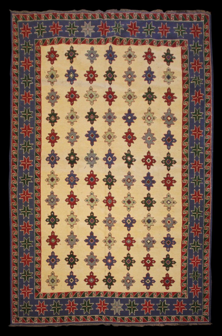 Semi-Antique 7' 11" x 5' 1" Afghan/Iran Samok Kilim: Semi-Antique 7' 11" x 5' 1" Afghan/Iran Samok Kilim Fine Estate Rugs was a full service, retail handmade rug & carpet dealer in Indianapolis, IN from 2005-2020. When the pandemic hit, we made the diff