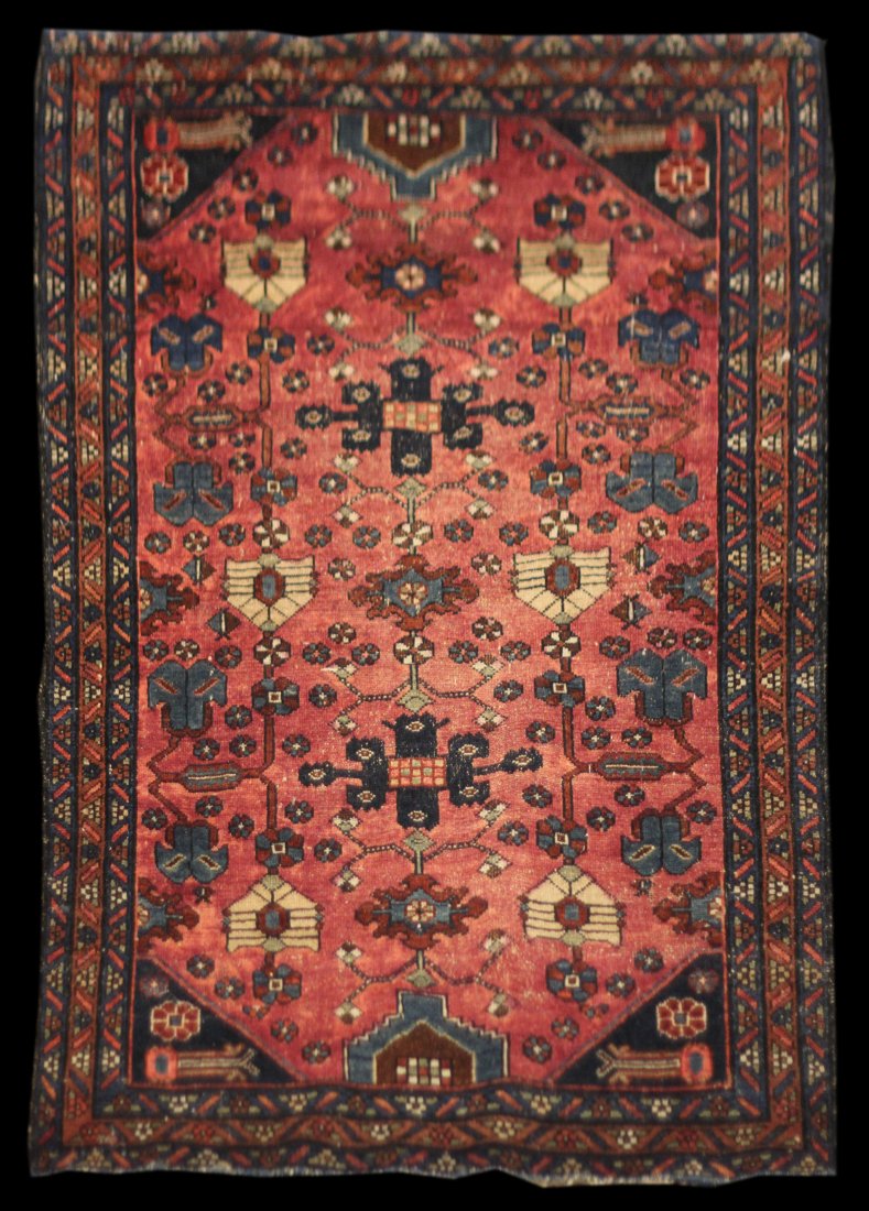 Antique (c. 1920s) 4' 10" x 3' 4" Persian Hamadan (1 of 2)