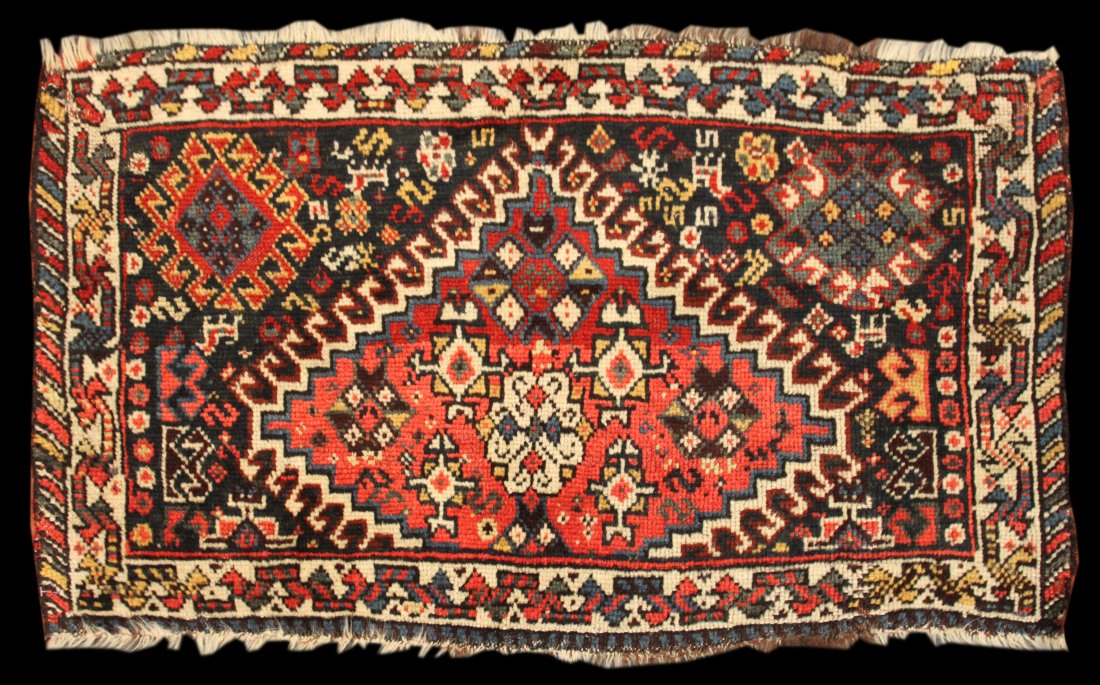 Antique (c. 1920) 2' 11" x 1' 8" Caucasian (Shirvan) bag face (1 of 2)
