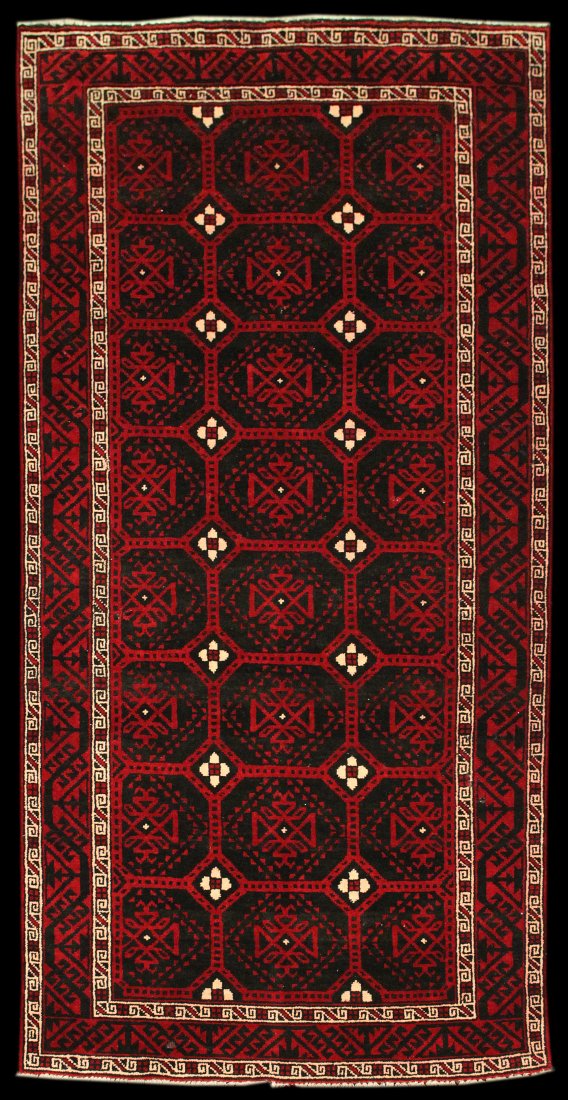 Semi-Antique 9' 9" x 4' 8" Afghan Kurdish Rug: Semi-Antique 9' 9" x 4' 8" Afghan Kurdish Rug. Pest damage, weird 70s dyes -- a beater. Great porch rug!