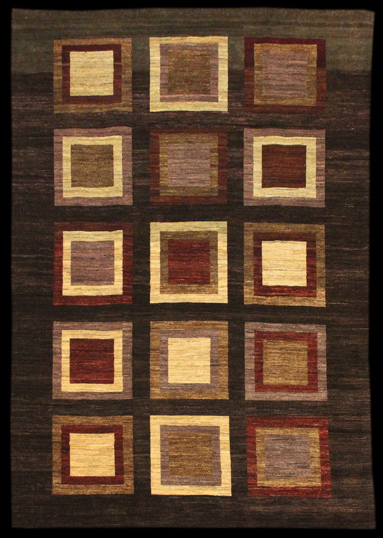 NEW 9' 8" x 6' 7" Afghan Gabbeh: NEW 9' 8" x 6' 7" Afghan Gabbeh area rug. I bought several of these brown-themed modern rugs years ago from an Afgan ex-pat who was on a mission to reinvigorate the Afghan weaving scene. A fantastic r