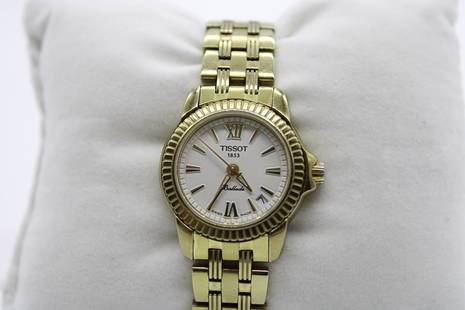 G.P TISSOT BALLADE Ladies Watch C417-517: ----DESCRIPTION---- A Beautiful Sapphire Crystal gold-plated Stainless Steel case Tissot Ballade swiss made Ladies Wristwatch. Comes with ORIGINAL box and papers. Untested ----- DETAIL ----- MAKE: