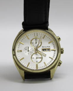 Bulova Chronograph Day/Date Men's Watch: ----DESCRIPTION---- An elegant Bulova Chronograph 97C108 men&#8217;s watch. Dial: Silver, Bracelet: Black. Comes with ORIGINAL box and papers. ----- DETAIL ----- MAKE: Bulova MODEL // Chronograph REF.