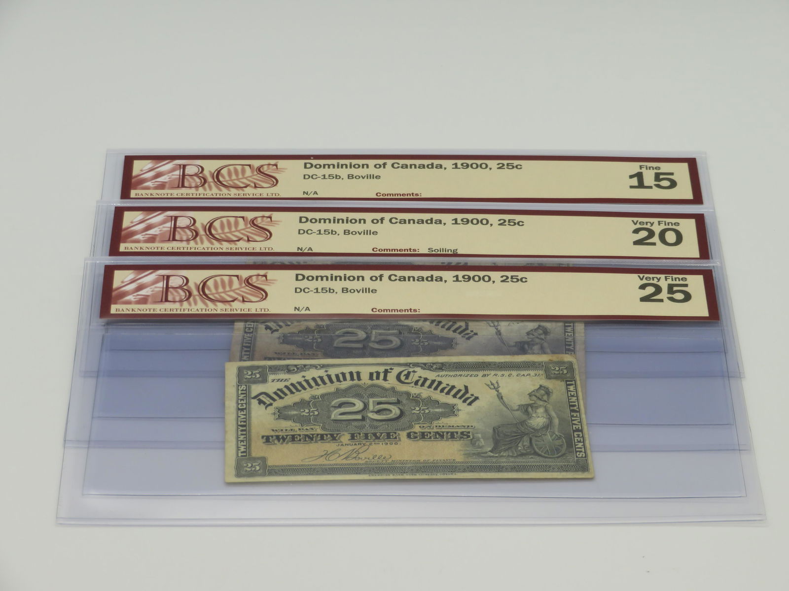 Lot of 3 - Dominion of Canada, 1900, 25c, Shinplaster (1 of 3)