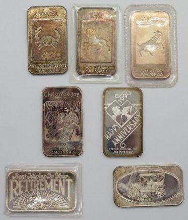 Lot of 6 - 1 Troy oz 999+ Fine Silver Bullions (1 of 14)