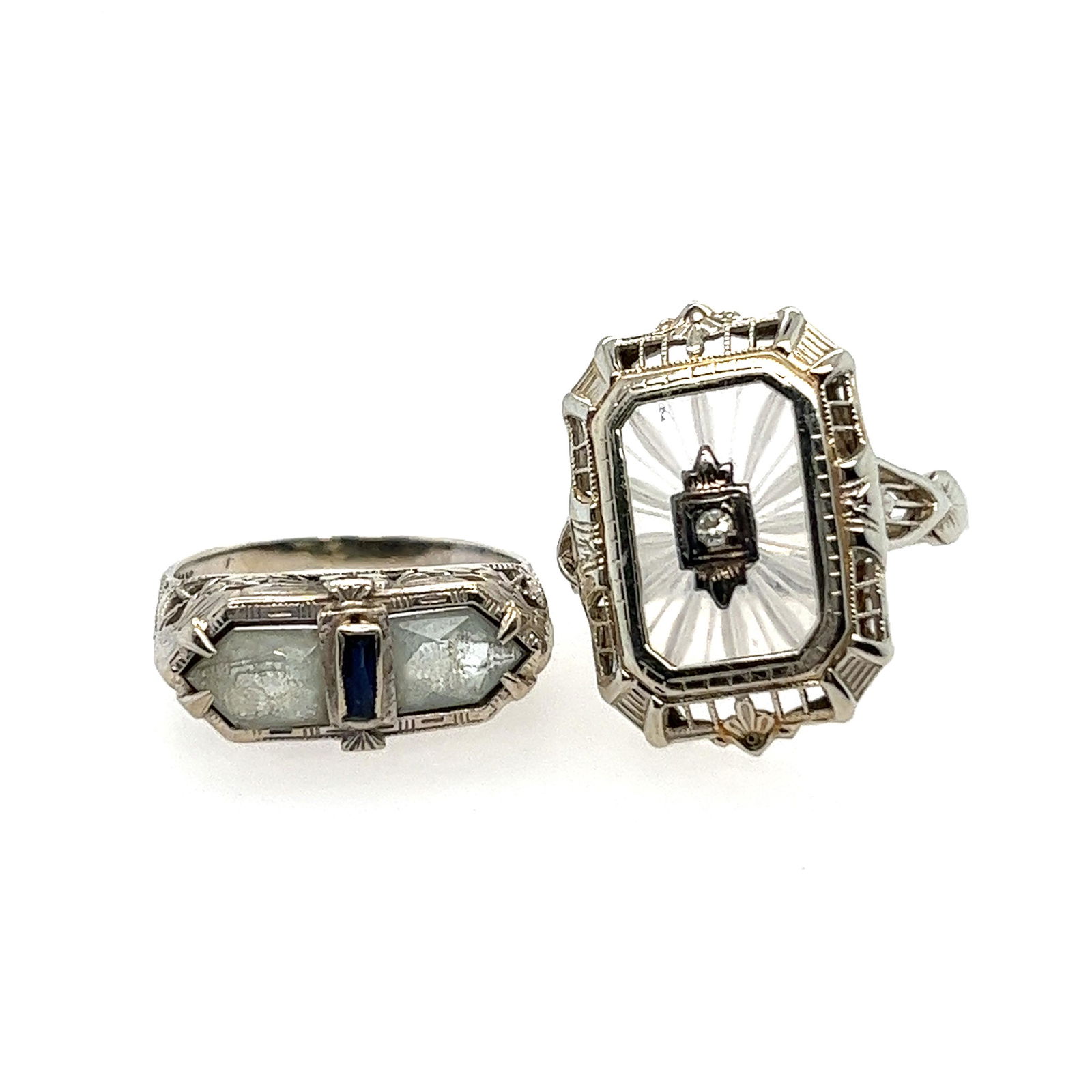 Two 14k White Gold Vintage rings (1 of 4)