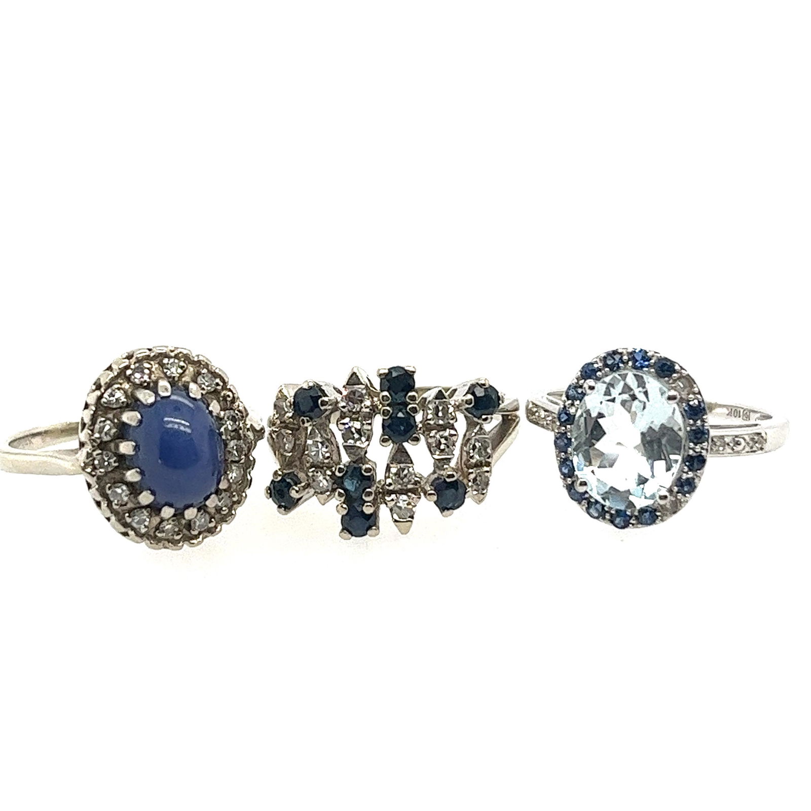 3 10k White Gold & Star Sapphire Stone Rings (1 of 5)