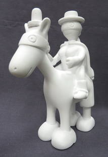 Tom Otterness, (American, 1945-): A modern resin sculpture titled: Horse and Rider Maquette, 2004 signed. Size: 6.25 inches by 6.25 inches by 3.25 inches (16 by 16 by 8 cm). Item comes with its original red box.