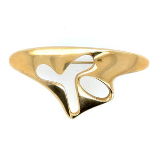 Vintage Georg Jensen 18k Gold "Splash" Brooch Pin, Design 1325 Henning Koppel: Vintage Georg Jensen 18k Gold "Splash" Brooch Pin, Design 1325 Henning Koppel. 58 x 30 mm. Total weight is 25.9 grams.