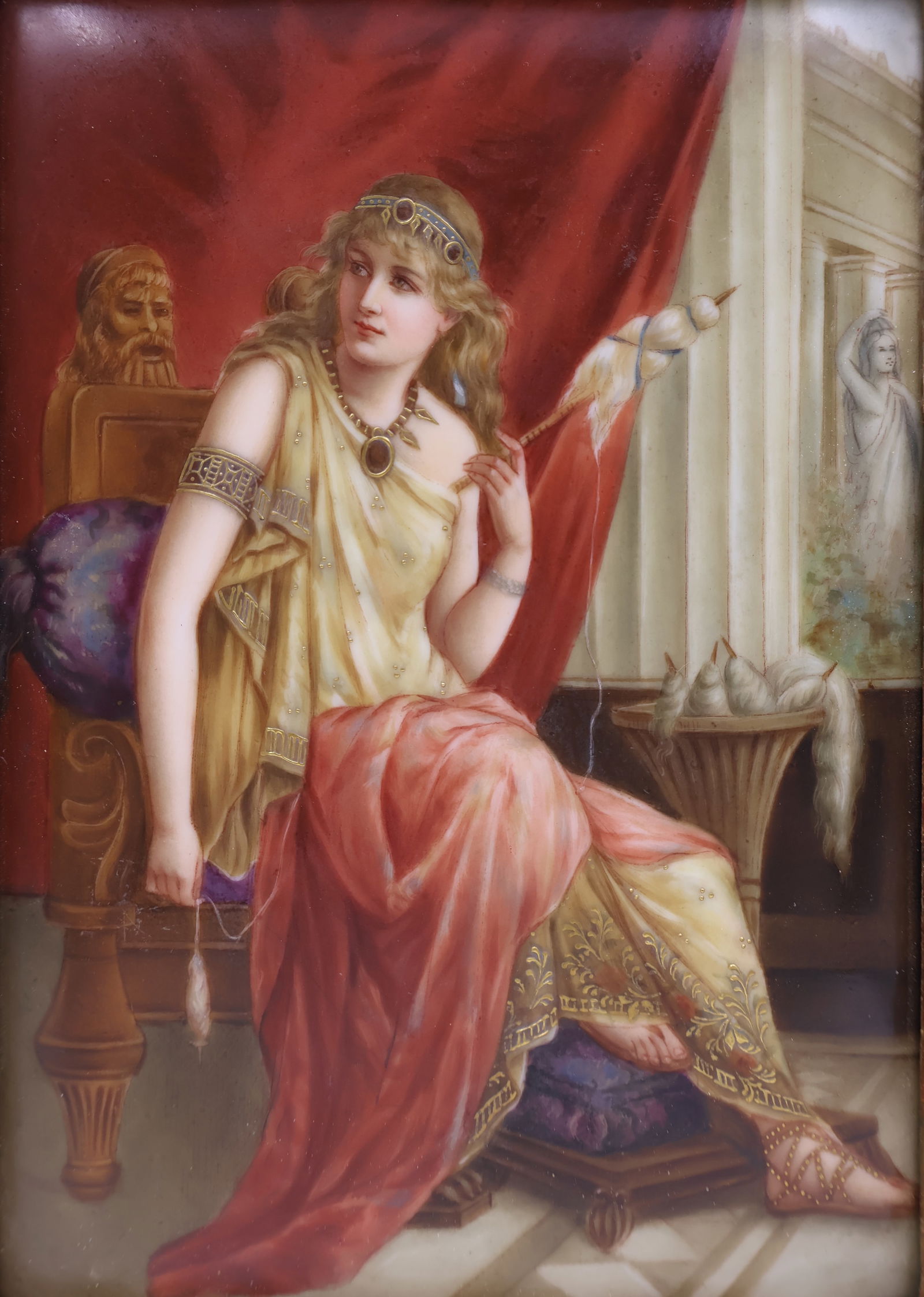 Late 19th Century Continental hand painted porcelain plaque (1 of 3)