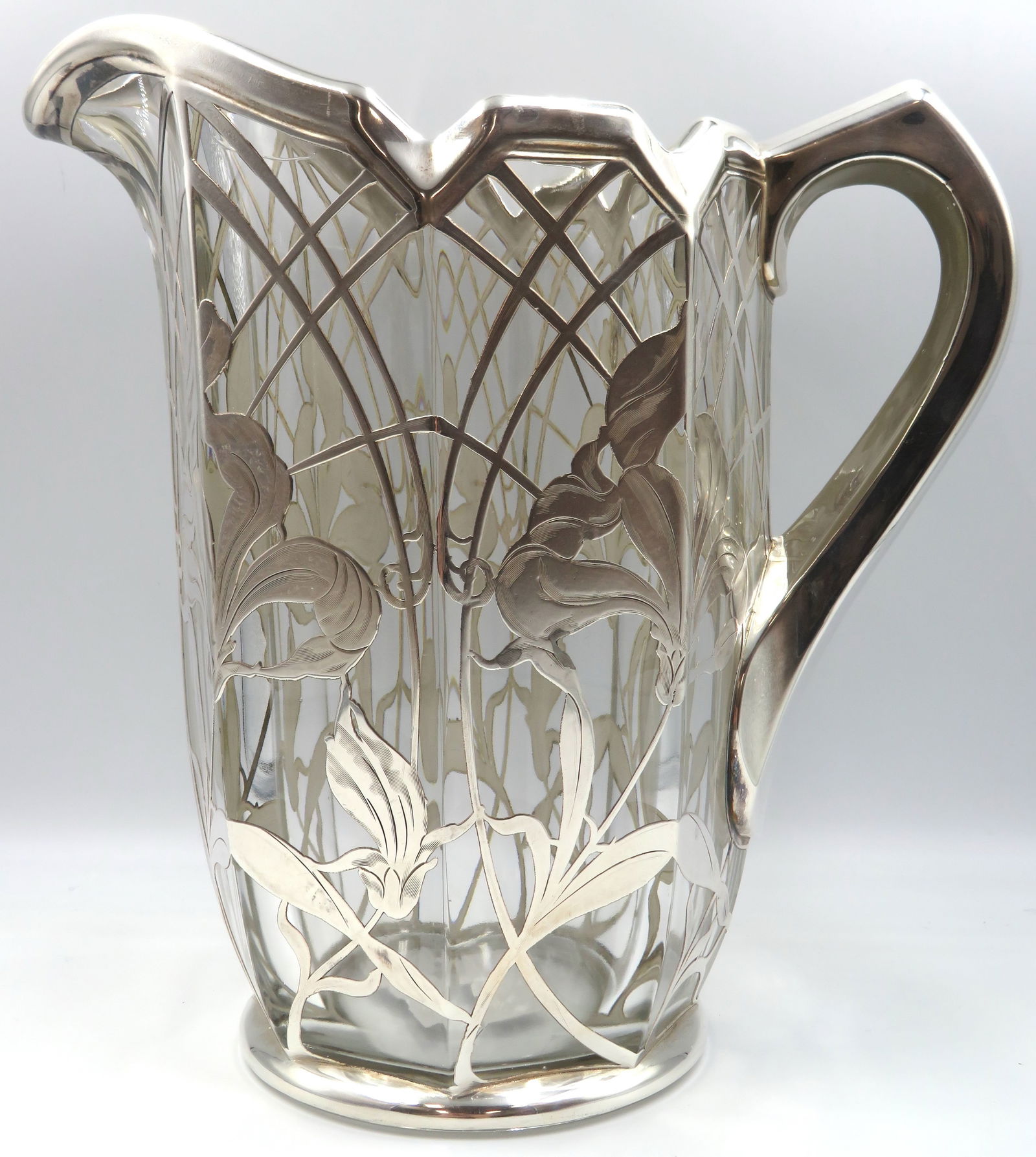 Art Nouveau silver & glass water pitcher by: La Pierre (1 of 6)